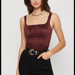 Dynamite Harlow Satin Ruched Cami Small